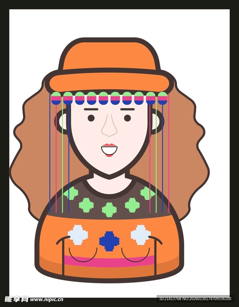 民族风女性头像插画