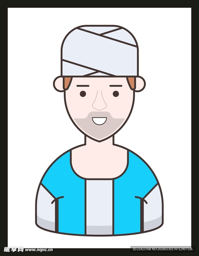 头部受伤的男性卡通形象
