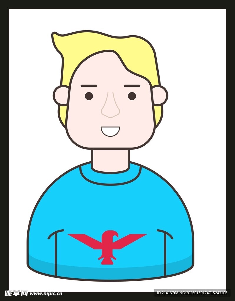 穿蓝衣的卡通金发男子