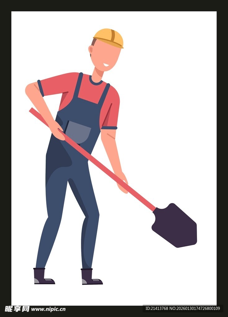 手持铁锹的工人形象
