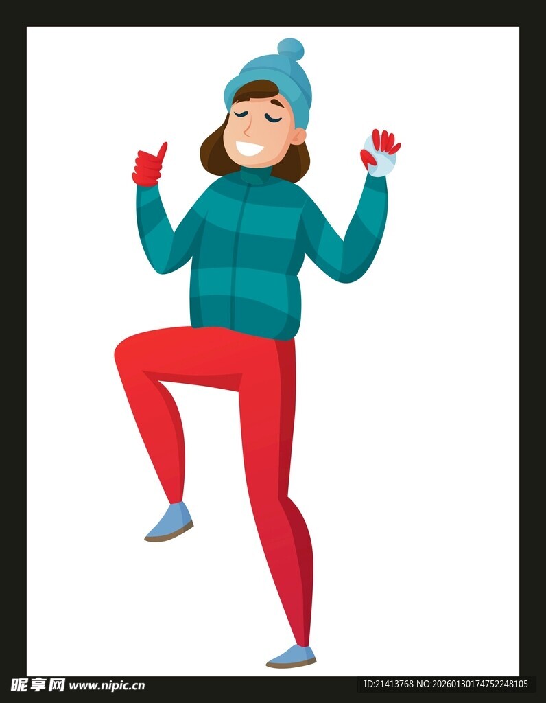 冬日活力女孩的欢快瞬间