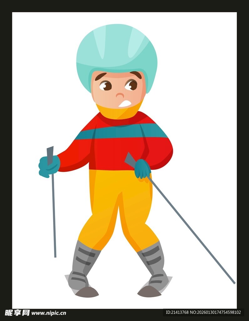 滑雪的可爱儿童