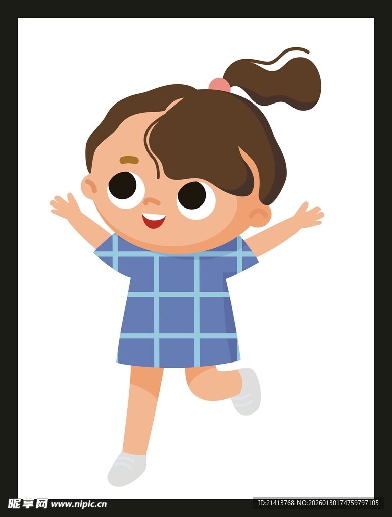 奔跑的快乐小女孩