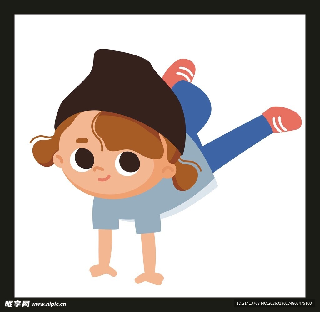 倒立的可爱小女孩