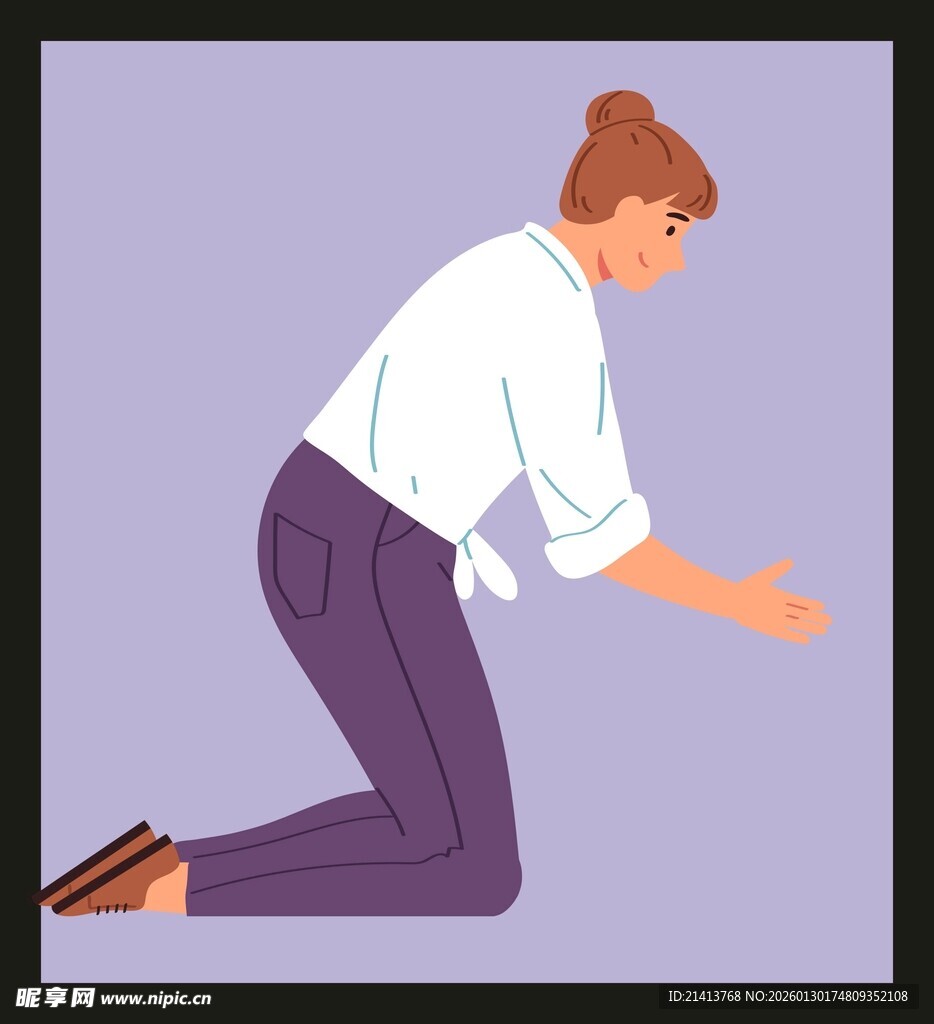 跪地伸手的男子形象