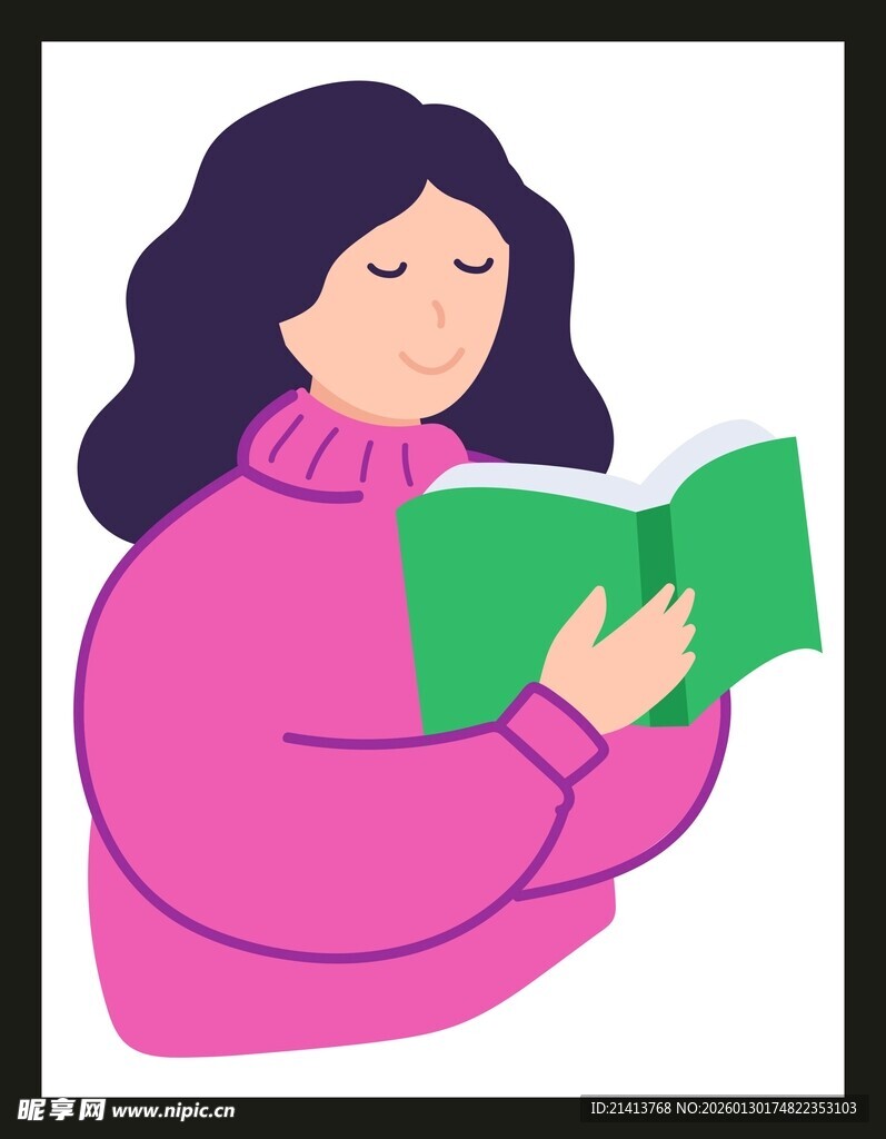 女孩专注阅读美好瞬间