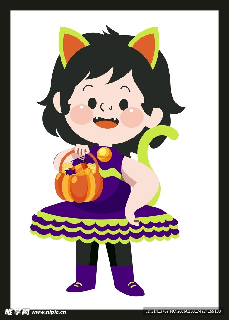 扮女巫的可爱小女孩