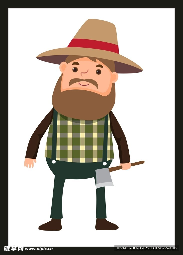 手持工具的户外男子形象