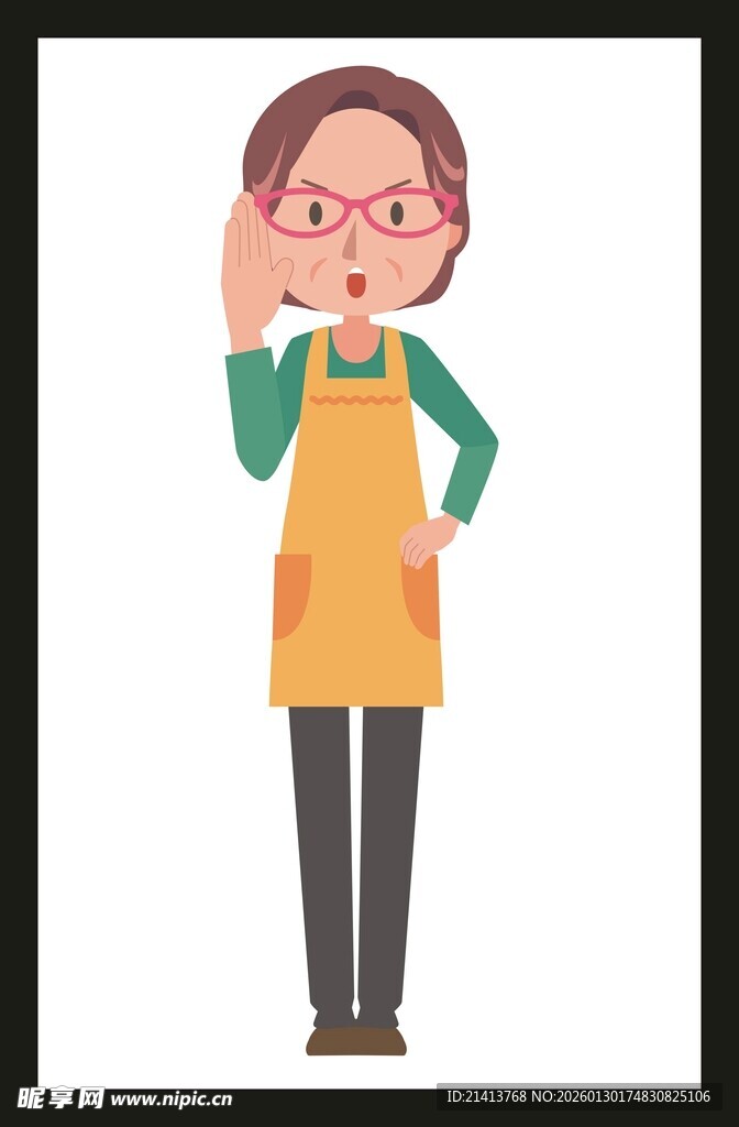 围裙女士打电话的日常场景