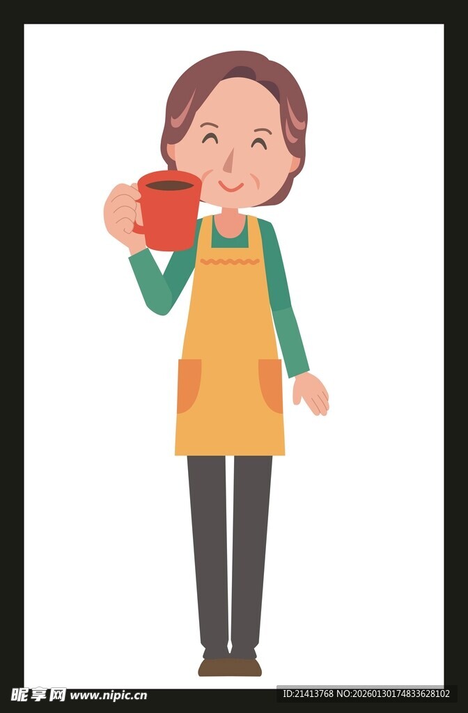 围裙女士手持红杯