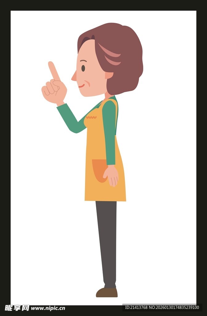 穿围裙女士手势示意