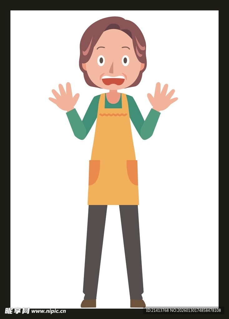 穿着围裙的惊讶女性