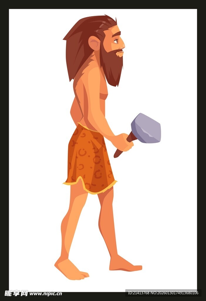 手持石斧的原始人