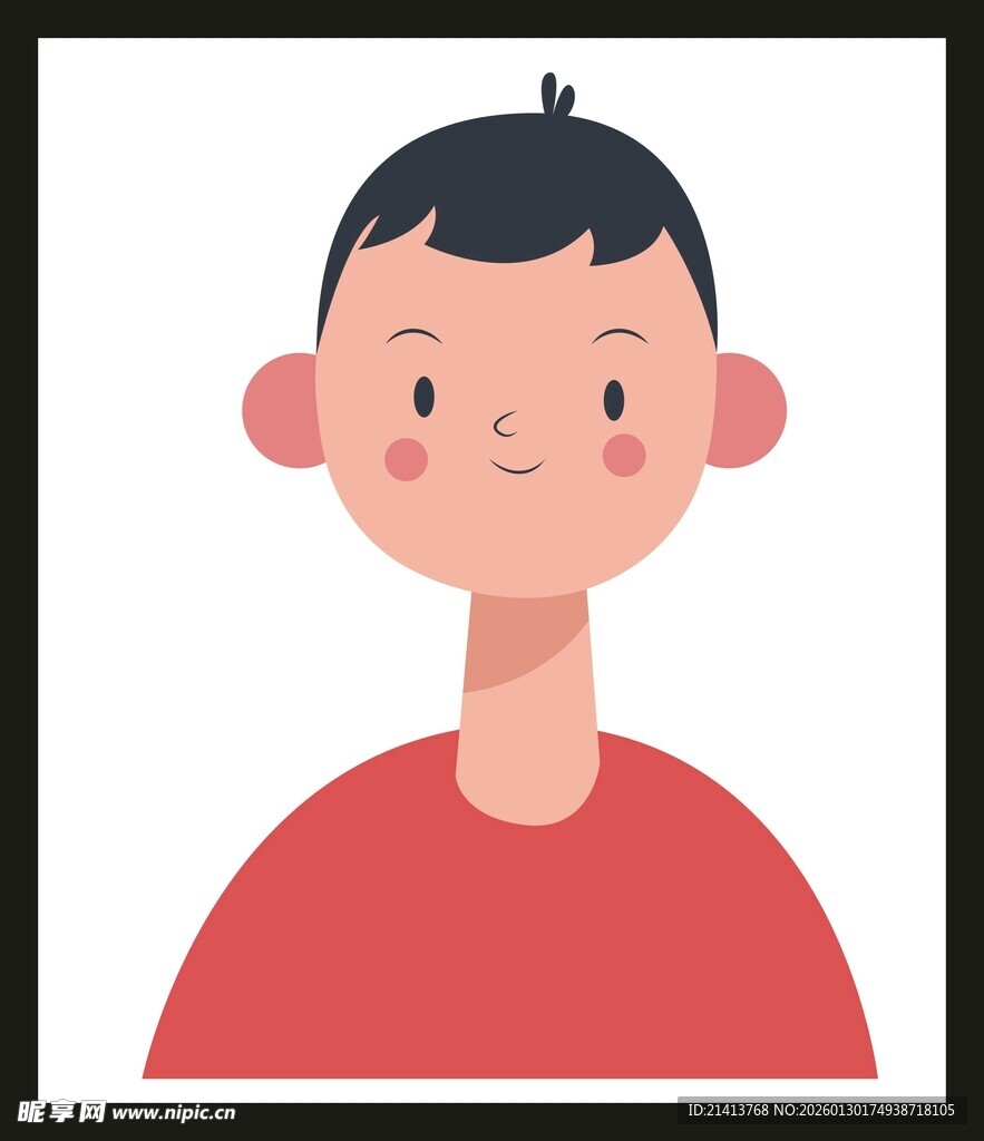 红衣小男孩头像插画