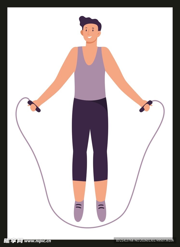 女子跳绳健身图