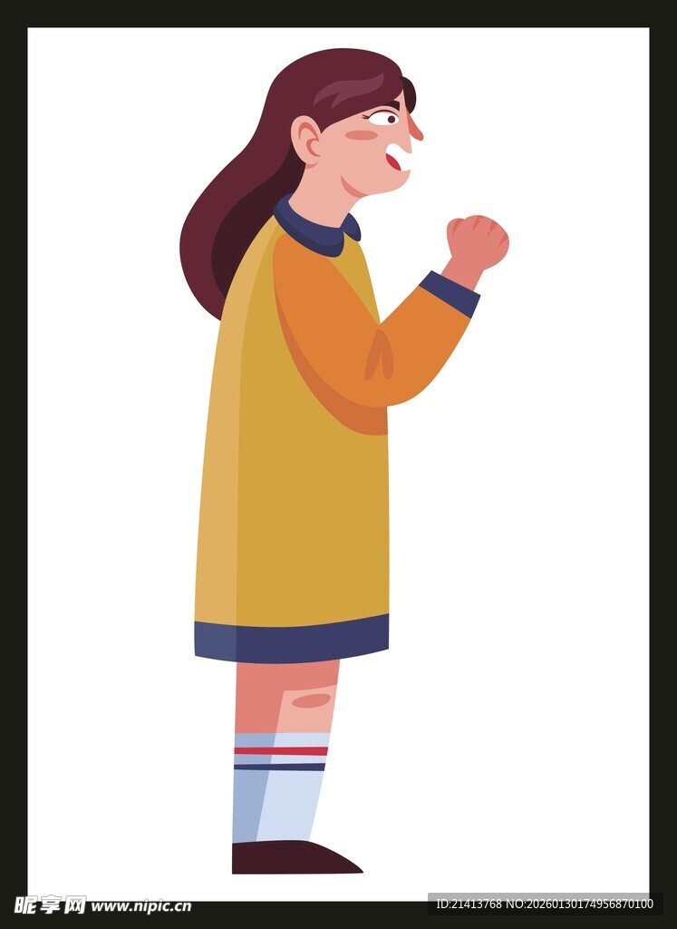 女孩握拳似在加油打气