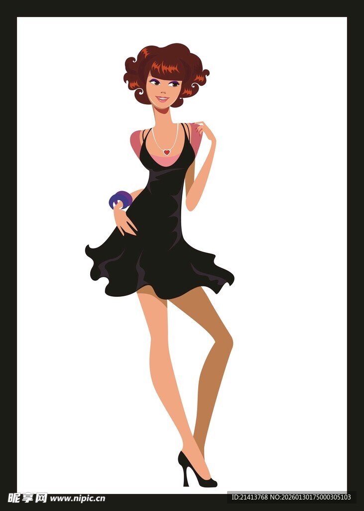 时尚短裙女郎优雅姿态