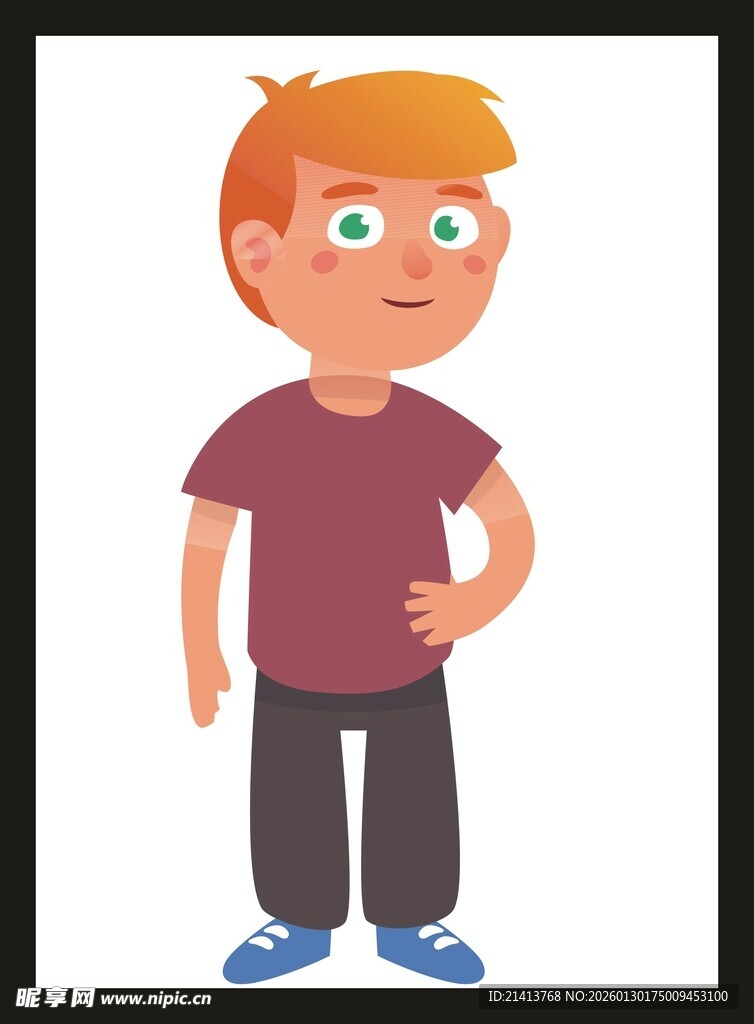 站立的红发男孩