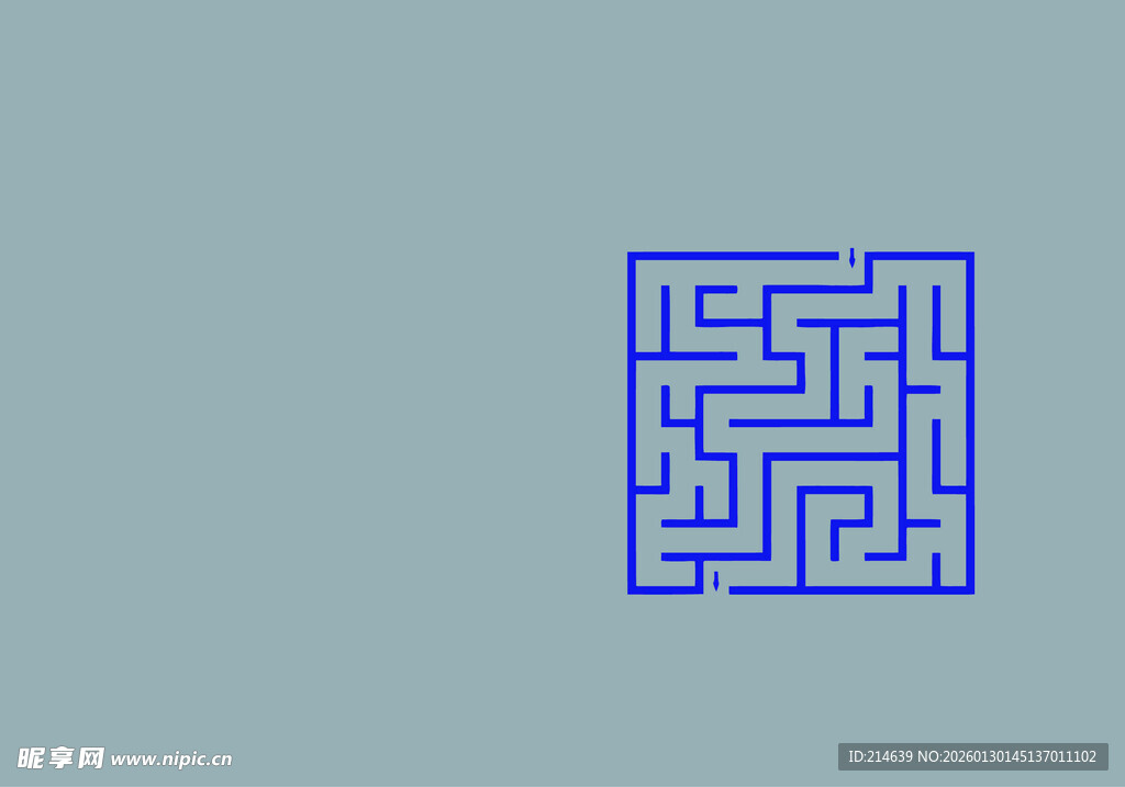 蓝色方形迷宫图案