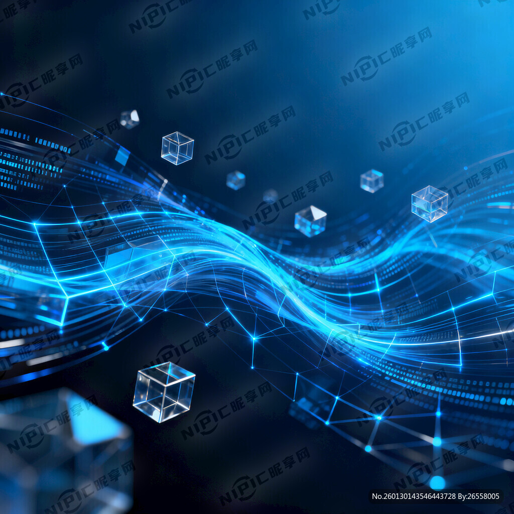 设计一个要求蓝颜色AI科技感的