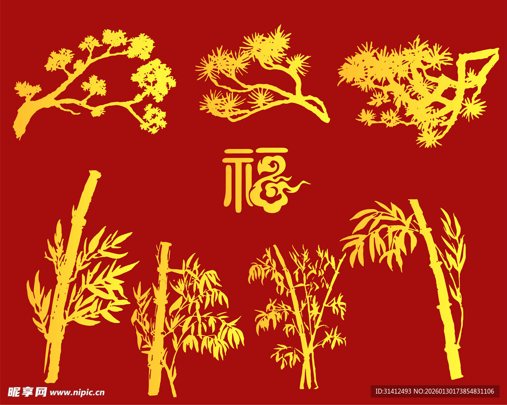 古典竹子树枝图案