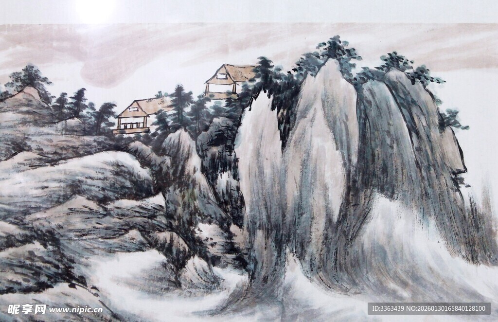 水墨山水间的巍峨奇峰