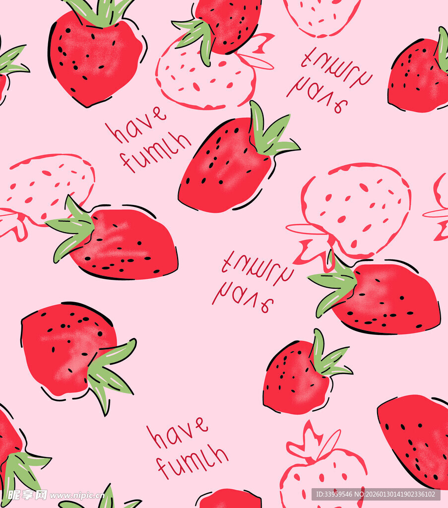 粉色草莓爱心图案背景