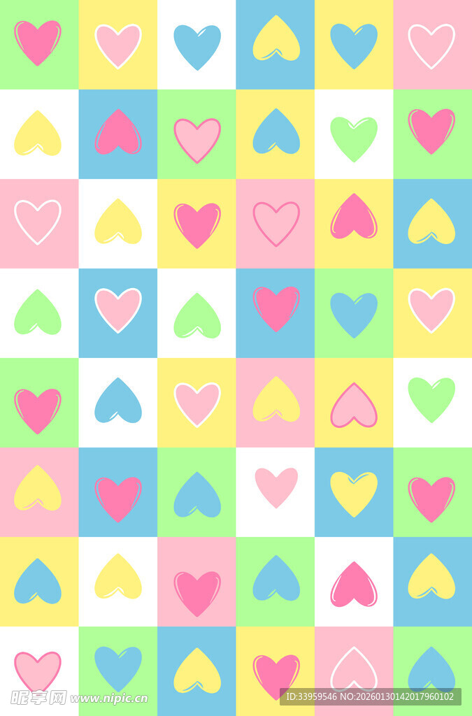 多彩心形图案背景