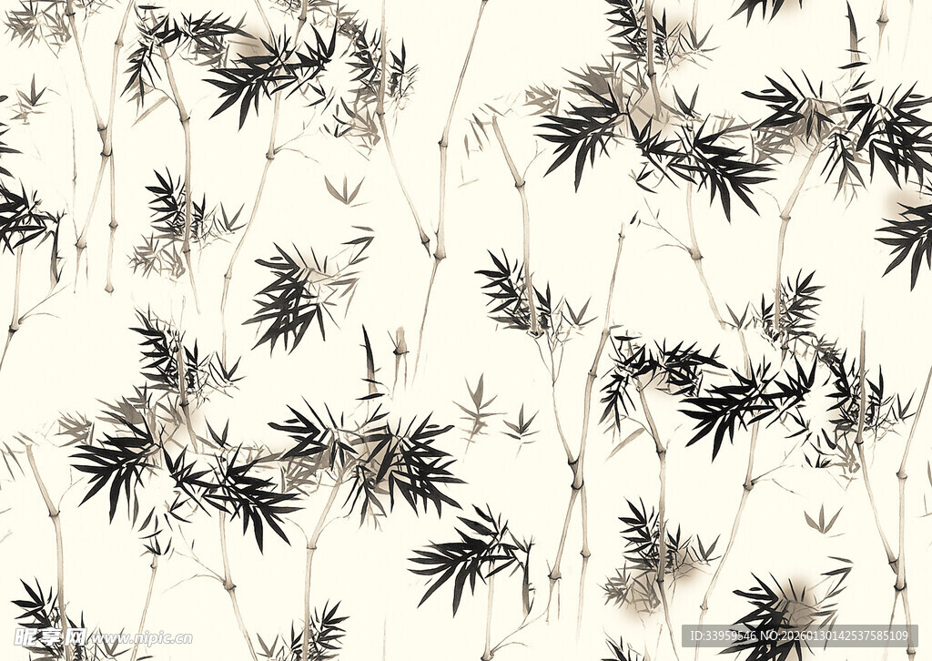 水墨竹叶纹理图案
