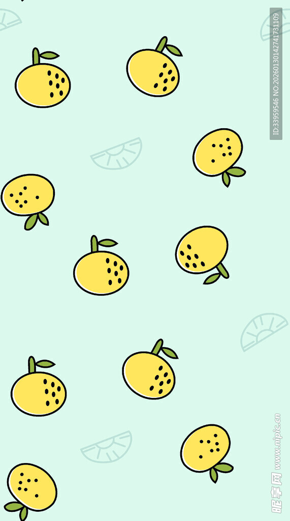 柠檬图案背景清新可爱