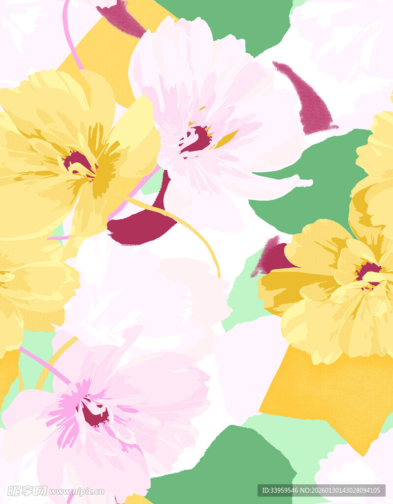 花卉图案多彩明艳的视觉盛宴