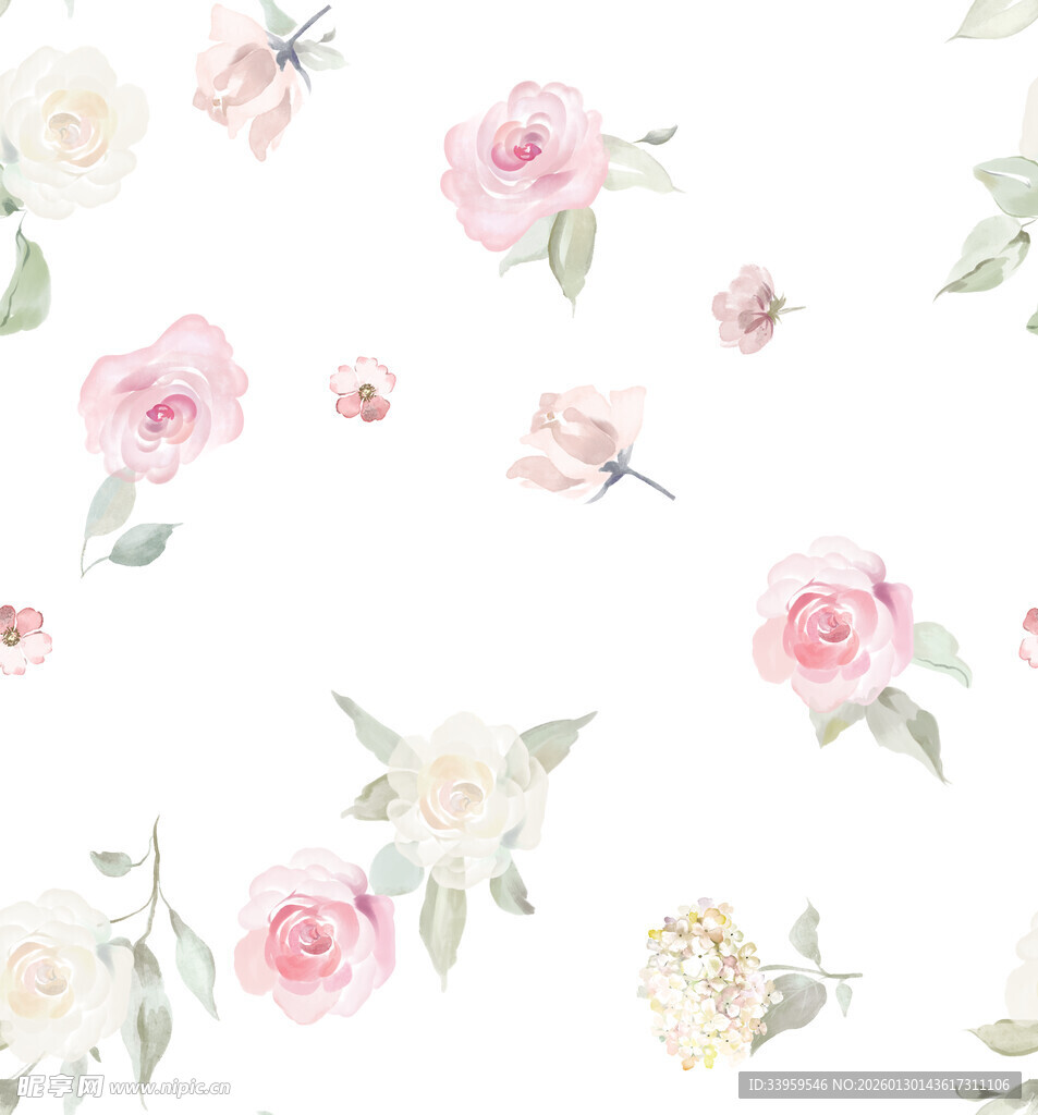 粉色花卉无缝图案背景