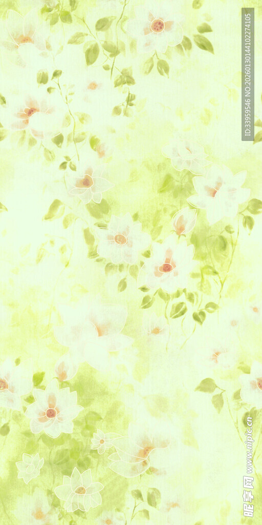 淡绿色花卉背景纹理图