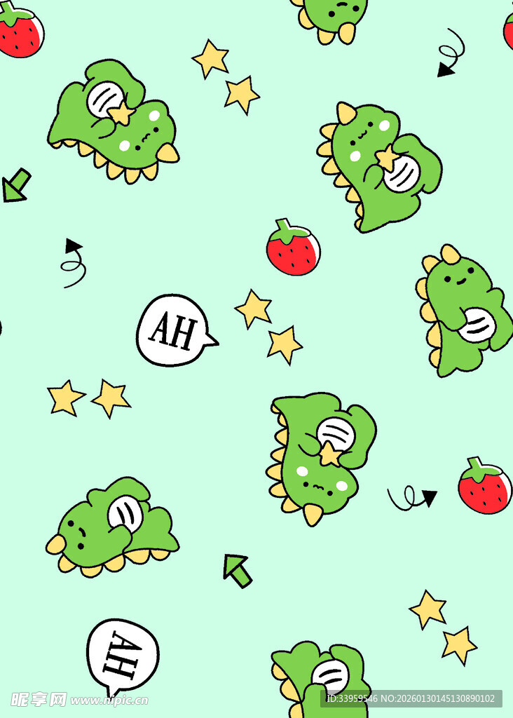 卡通恐龙星星图案背景