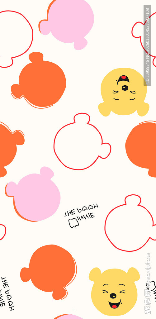 可爱卡通小熊云朵图案背景