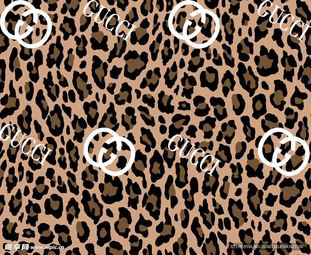 豹纹图案带品牌标志纹理