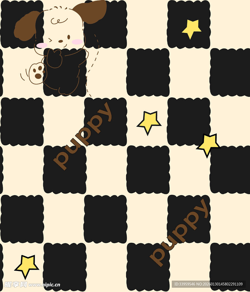 黑白格童趣图案设计素材