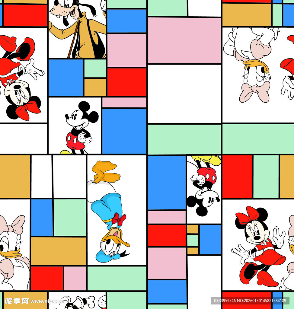 米妮米奇多彩卡通图案