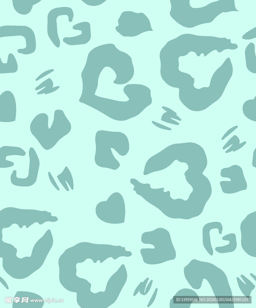 清新薄荷绿豹纹图案背景