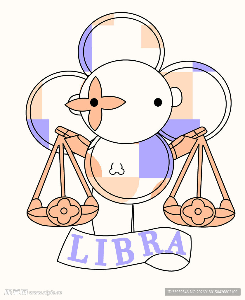 天秤座卡通形象手持天平
