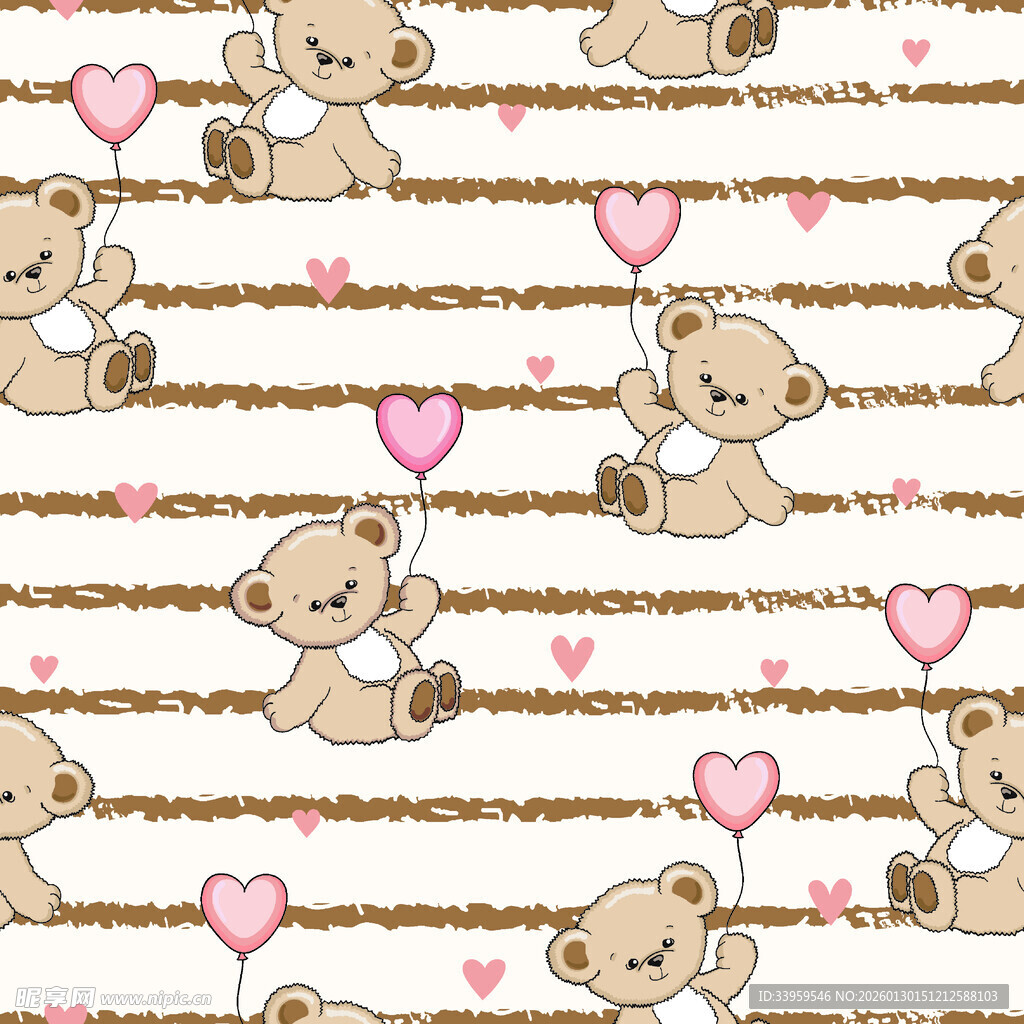 小熊爱心条纹可爱图案
