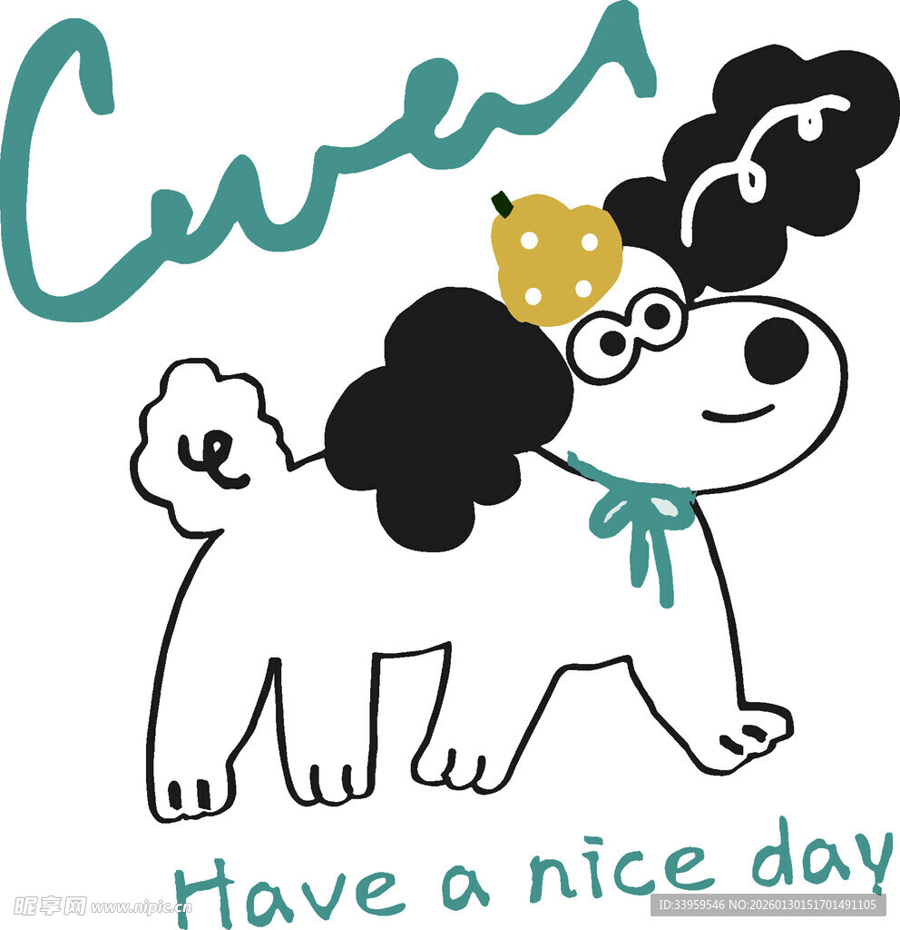 戴皇冠小狗祝您有美好一天