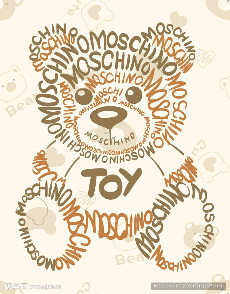 手绘玩具熊图案设计