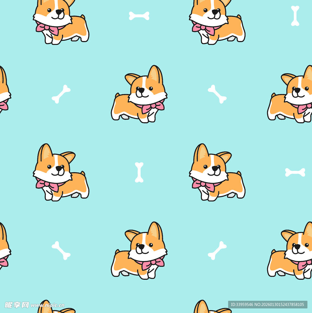 可爱柯基犬图案背景