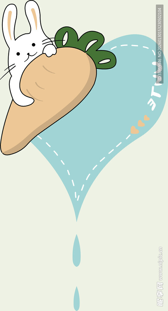 兔子趴在胡萝卜上的插画