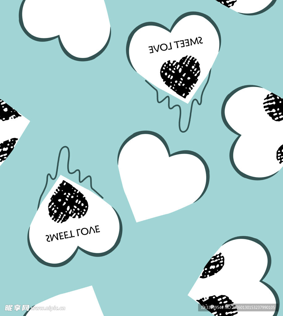 爱心图案无缝背景设计