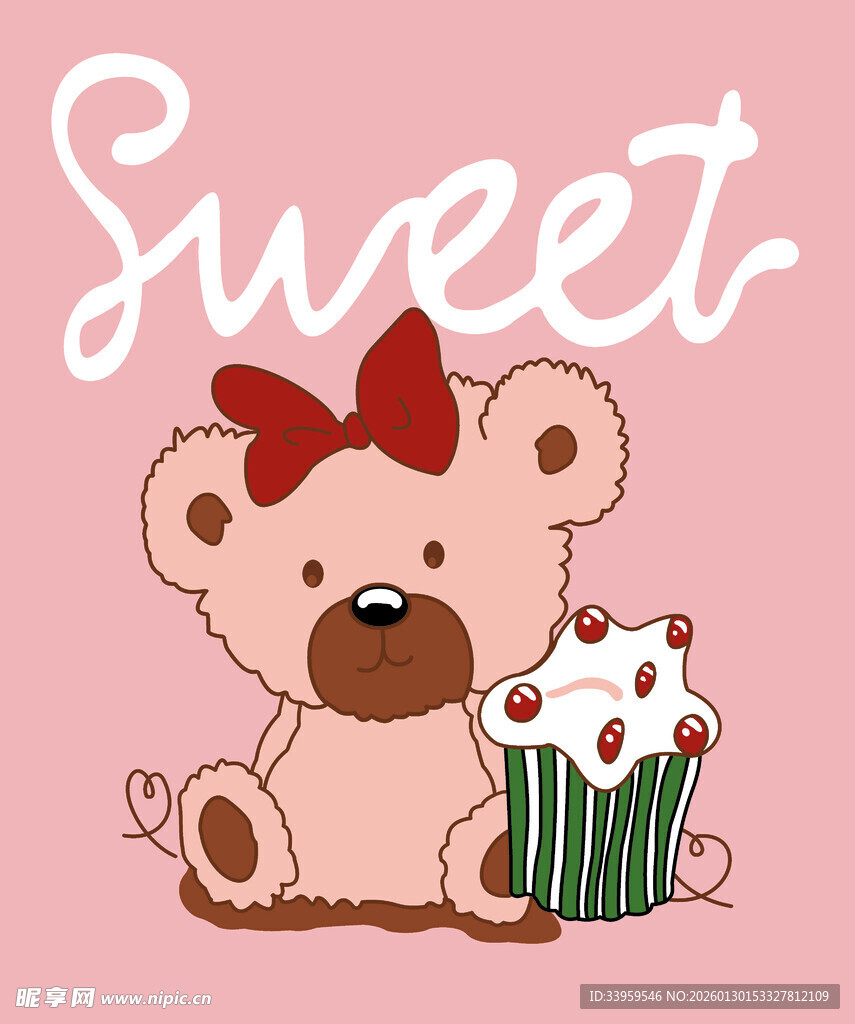 可爱小熊与美味纸杯蛋糕