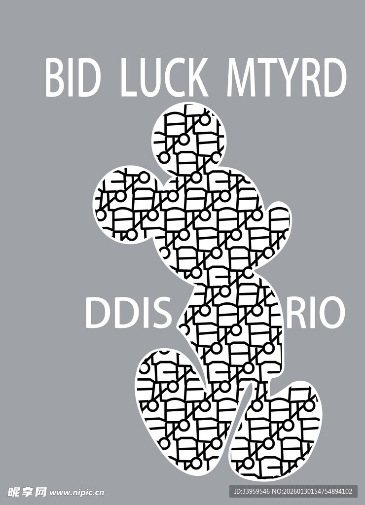 米奇图案字母艺术设计