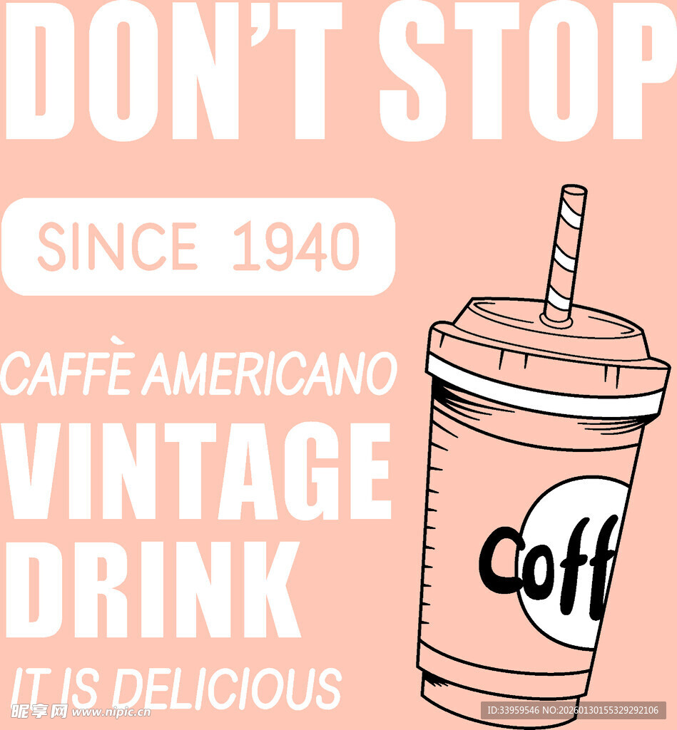复古风美式咖啡饮品插画