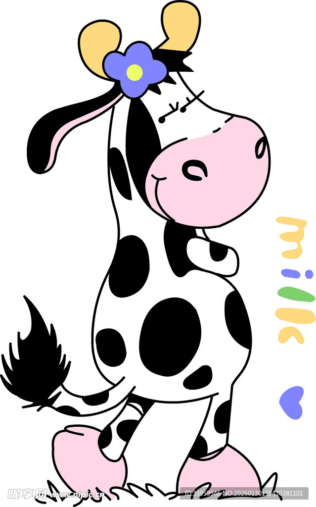 可爱卡通奶牛插画